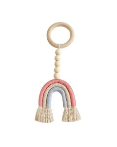 Baby Toy - Baby Teething Toys Wooden Teether Ring Natural Wooden Chew Toy, Grasping Toy for Toddlers- Nursery Room Decor Toys (Rainbow A)