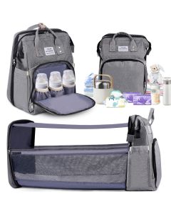 Diaper Bag Backpack, Lightweight Waterproof Baby Diaper Bag with Changing Station, Large Capacity Travel Bag with Insulated Pockets and USB Charging Port, New Mom Gifts, Gray
