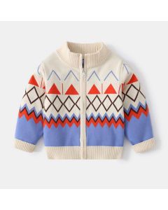 Organic Cotton White Knit Sweater Cardigan Zip Up